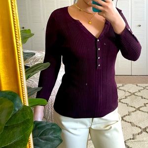 Maroon Button Long sleeve